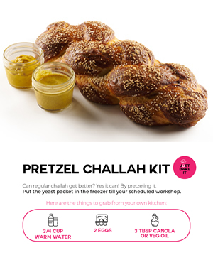 Can Challah Bread get any better? Yes it can by pretzeling it. It also includes the base ingredients of water, eggs, and oil.